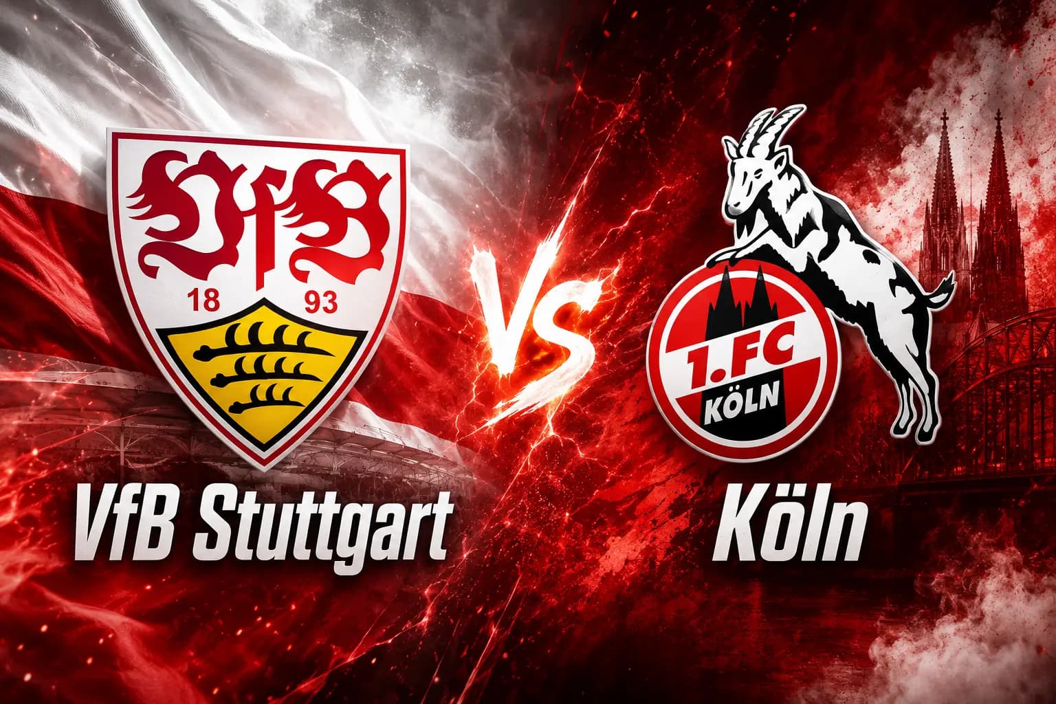 VfB Stuttgart prepare to host 1. FC Köln in their Bundesliga match at the MHP Arena.