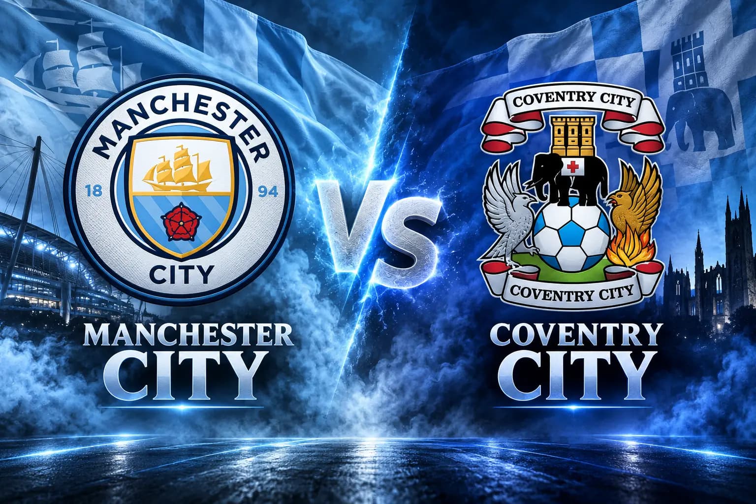 Manchester City prepare to face Coventry City in their Premier League match at the Etihad Stadium.