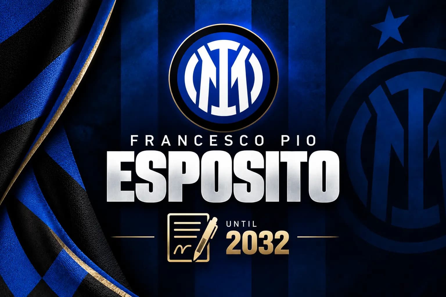 Francesco Pio Esposito after signing a new long-term contract with Inter until 2032.